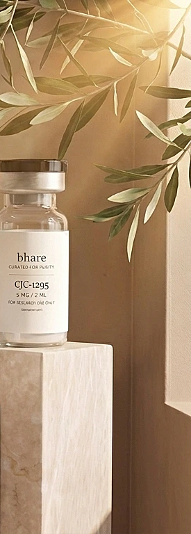 bhare CJC-1295 research peptide vial beside an olive branch